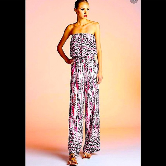 Tyche Pants - New!  Tyche boutique feather strapless jumpsuit